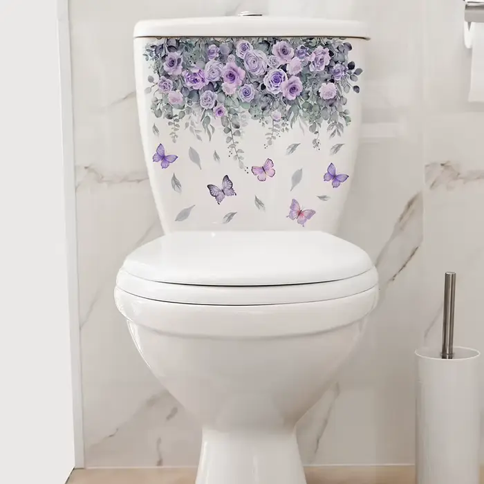 Autocollant mural plante fleur papillon