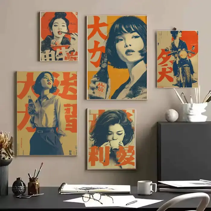 Affiche rétro de femme japonaise