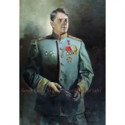 Peinture à l'huile peinte à la main, # Portrait général de la seconde guerre mondiale du général sov