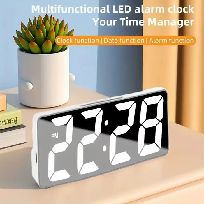 Dernière horloge numérique LED réveil chambre horloge de bureau électronique avec affichage de la te