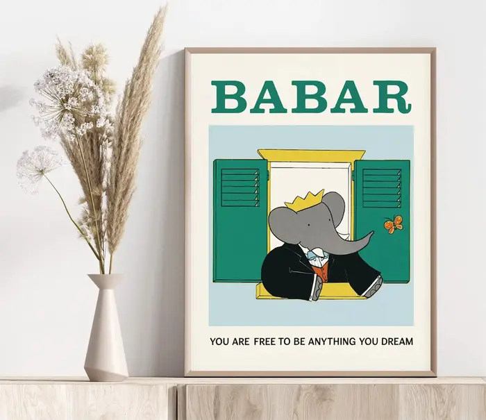 Babar Elephant – affiche rétro de la famille d'éléphants
