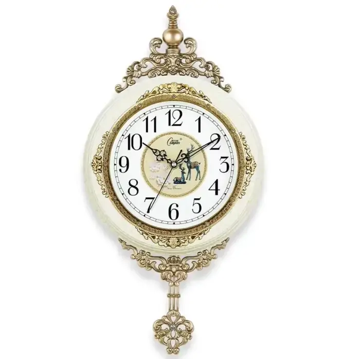 Style européen rétro horloge murale montre salon muet pendule