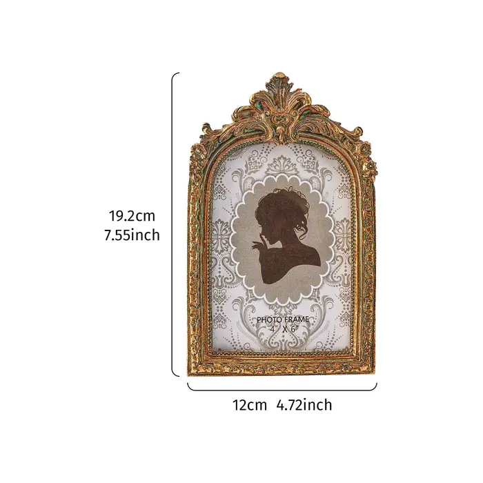 1 pièce, cadre photo décoratif en résine, style rétro doré avec dentelle arquée