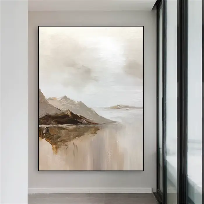 Grande affiche de peinture abstraite beige