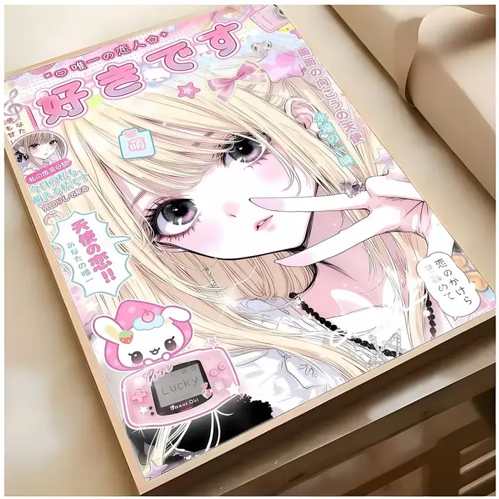 Affiche tendance rose style magazine japonais G-Gyaru, décoration d'intérieur haut de gamme pour la maison et les bars