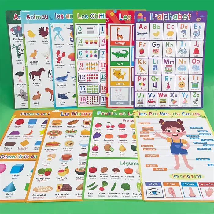 Affiche d'apprentissage du français avec animaux