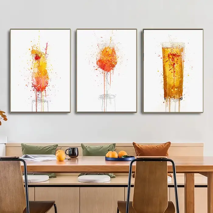 Affiche d'interconnexion de verre à vin rouge, flûte à champagne cocktail, peinture sur toile, art mural, image, bars et cuisine, décoration d'intérieur
