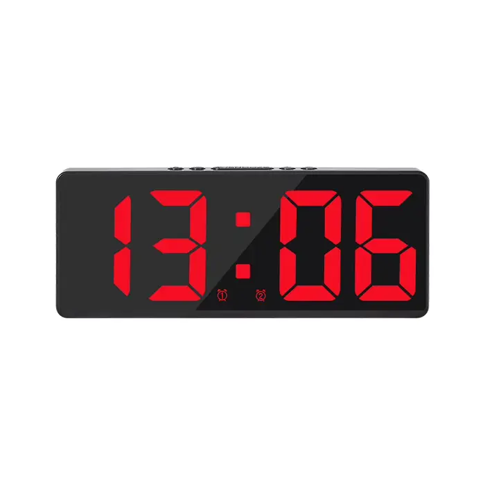 Réveil numérique en acrylique/miroir, commande vocale (alimenté par batterie), horloge de Table, Sno