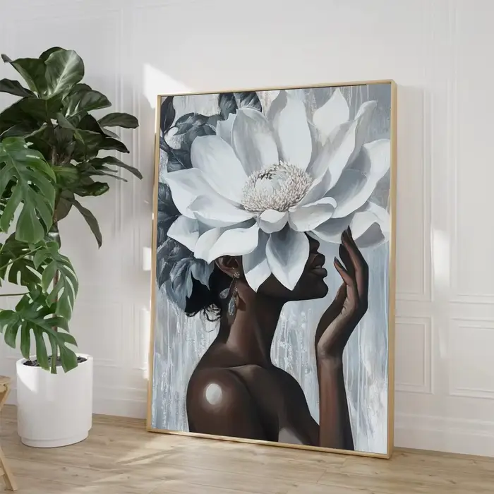 Affiche de femme victorienne avec couronne de fleurs