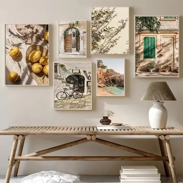 Affiche murale de paysage de jardin de ville italienne d'automne