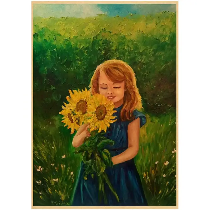 Affiches de peinture à l'huile tournesol, paysage de fleurs, papier Kraft, autocollants muraux, décor salle d'étude, Bar café, peintures murales