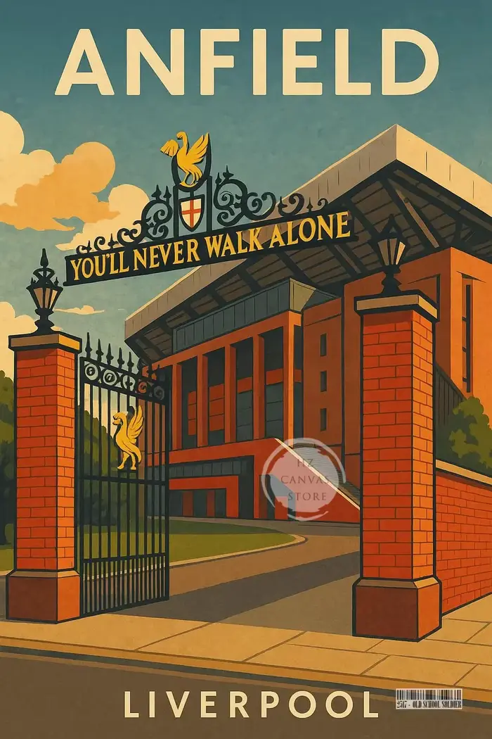 Affiche de voyage moderne sur les monuments de Liverpool, art mural du paysage urbain de Liverpool, 
