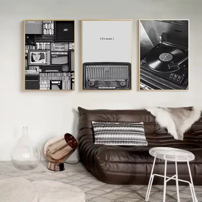 Affiches et impressions de disques de musique en noir et blanc
