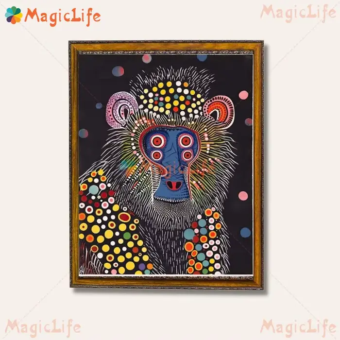 Affiche Imprimée de Singe et Animaux Sauvages de Dessin Animé, Peinture sur Toile Murale Sans Cadre 