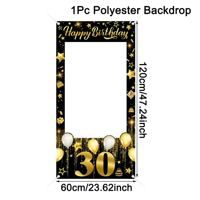 Cadre photo et accessoires de photomaton pour anniversaires 30, 40, 50, 60 ans, noir et or, pour adu