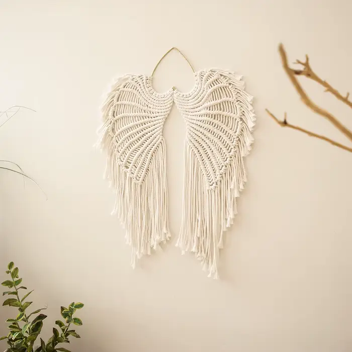 Ailes d'ange macramé tenture murale capteur de rêves Boho décoration murale à la main bohème décor à