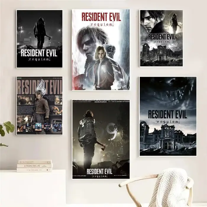 Affiche sur toile Resident Evil Requiem avec calligraphie