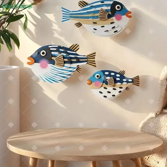 💕 Décoration murale suspendue à trois poissons