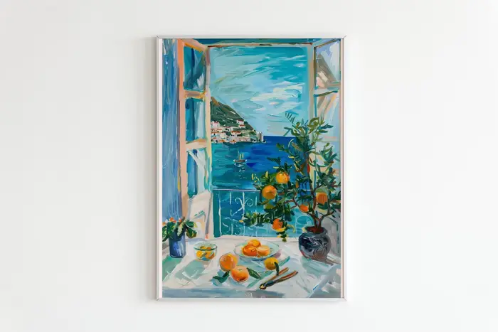 Affiche Henri Matisse « Fenêtre ouverte », vue sur la côte avec des oranges, impression artistique, 