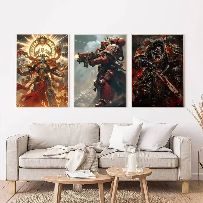 Affiches autocollantes en papier imprimé Game B-W-Warhammes-D 40k