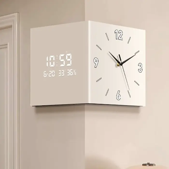 Horloge murale d'angle Double face