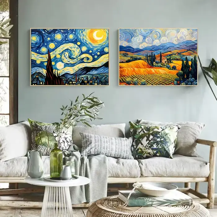 Affiche abstraite de champ de tournesol de Van Gogh