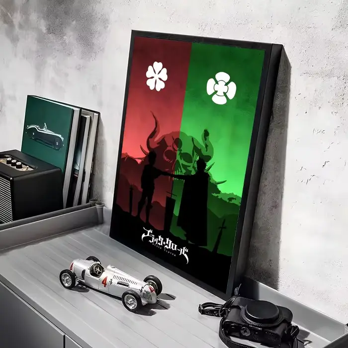 Autocollants d'affiche de dessin animé trèfle noir B, peinture HD étanche, Art mural pour chambre à 