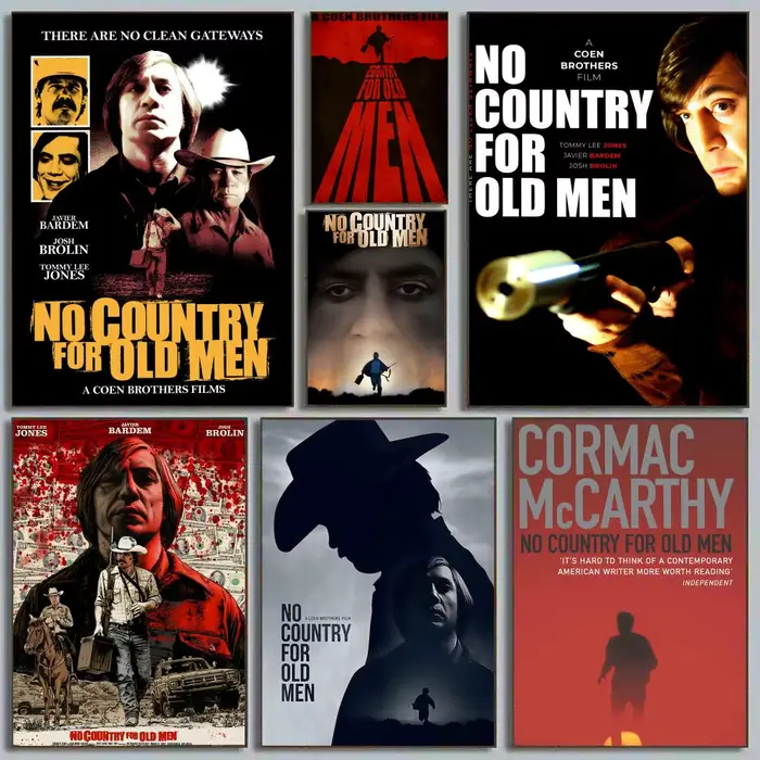 Affiche du film No Country pour les anciens hommes Autocollant spatial parfait auto-adhésif pour bureau