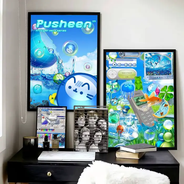 Affiches et impressions Frutiger Aero Art Y2K Millennium, images d'art murales pour chambre à coucher moderne, salle de jeux, décoration de la maison