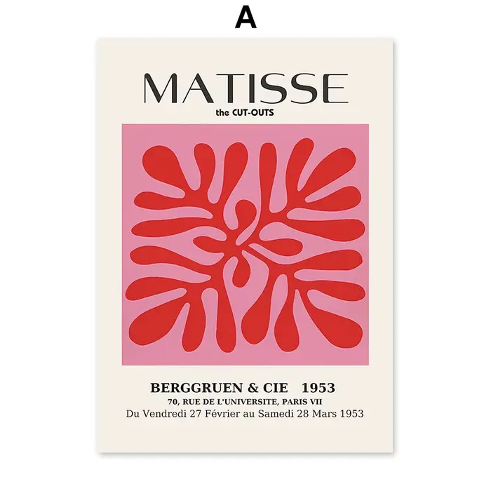 Toile d'art mural rose Matisse Bauhaus pour fille, peinture imprimée Yayoi Kusama, affiche abstraite