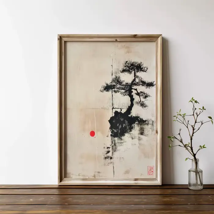 Affiche d'art de paysage de Style à l'encre japonaise Zen Bonzai Wabi Sabi, peinture sur toile, impr