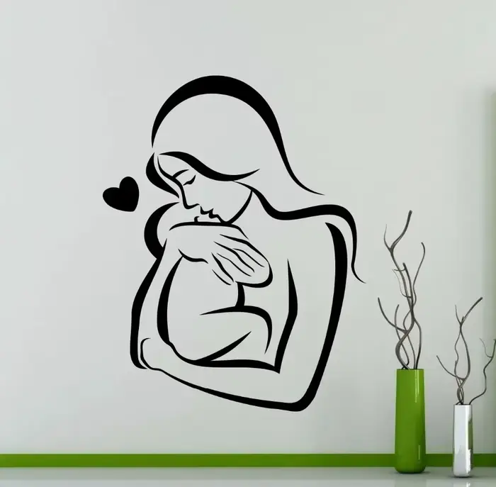 Décalcomanie d'art mural pour bébé et mère