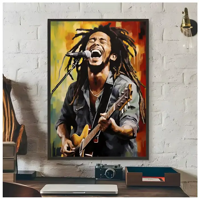 Affiche de chanteur de reggae B-Bob Marley, décoration artistique haut de gamme et cadeau pour la maison, salon, ornements pour la maison