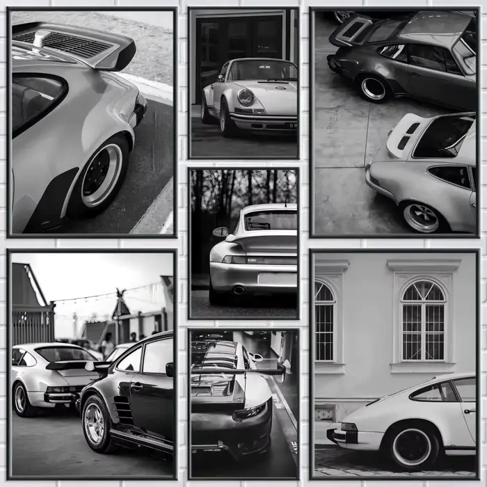 Affiche de véhicule de voiture de luxe noir et blanc
