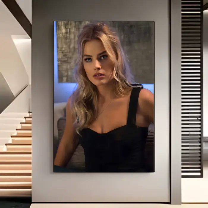 Affiche de la célèbre actrice Margot Robbie, peinture murale de film américain, décoration murale po