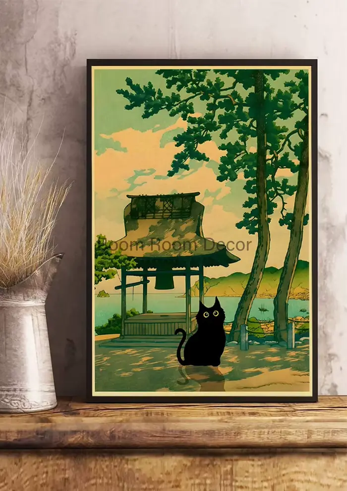 Affiche numérique de chats mignons en papier kraft