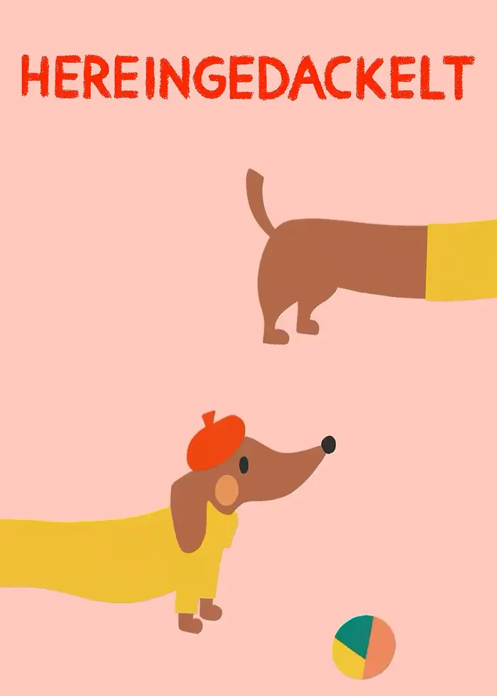 Affiche de chien teckel de dessin animé, peinture sur toile d'animal amusant, Art mural pour chambre