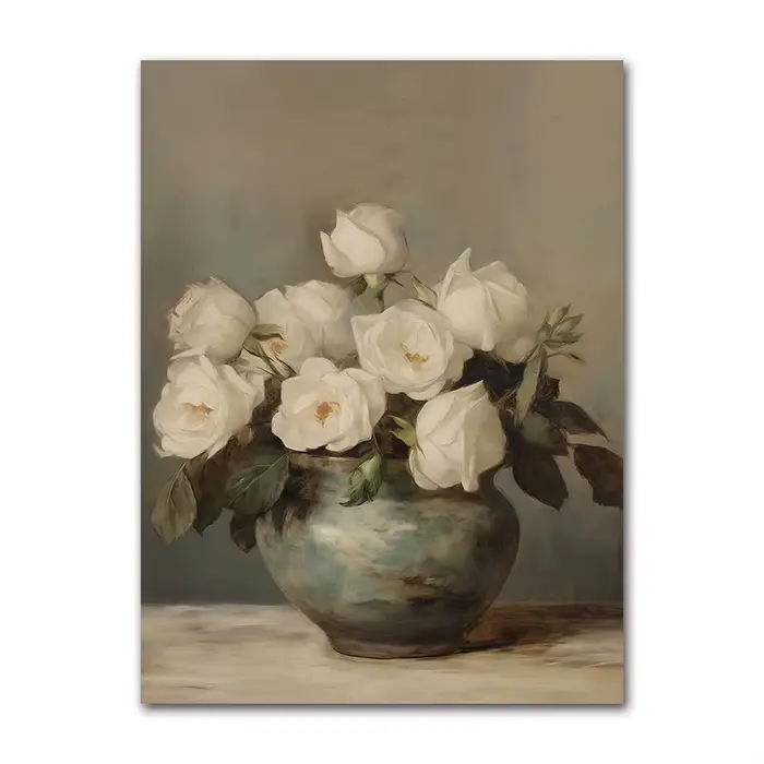 Peinture de fleurs de printemps dans un Vase Vintage, pivoines moody, Rose, affiche Vintage, nature