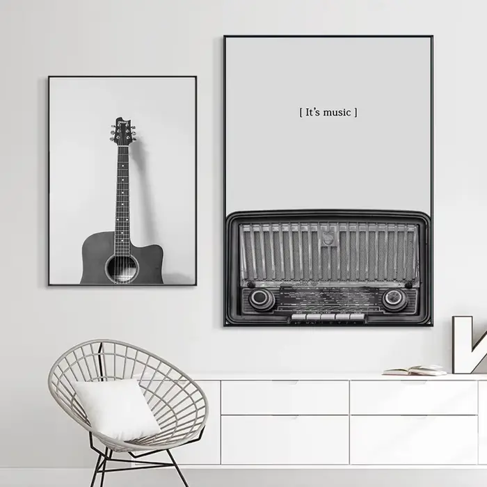 Affiches et impressions de disques de musique en noir et blanc