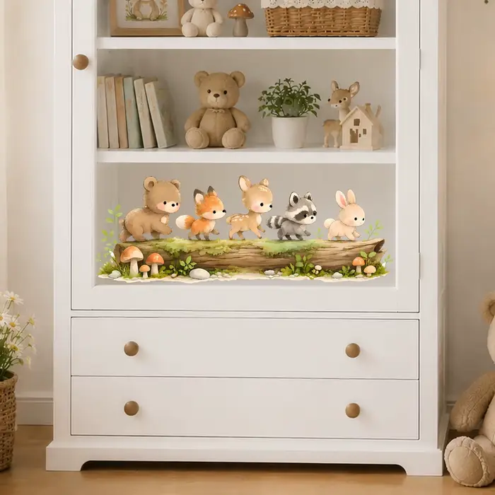 Autocollant de fenêtre animaux de la forêt pour chambre de bébé