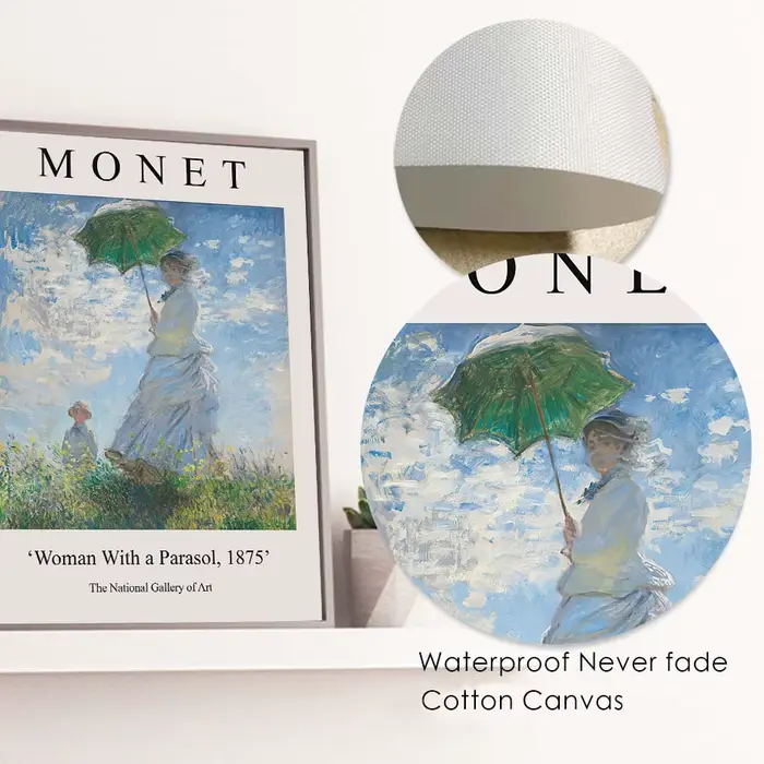 Affiche d'exposition Claude Monet, femme avec un parasol, eau CAN ies, peinture sur toile, art mural, impression murale, salon, décoration d'intérieur