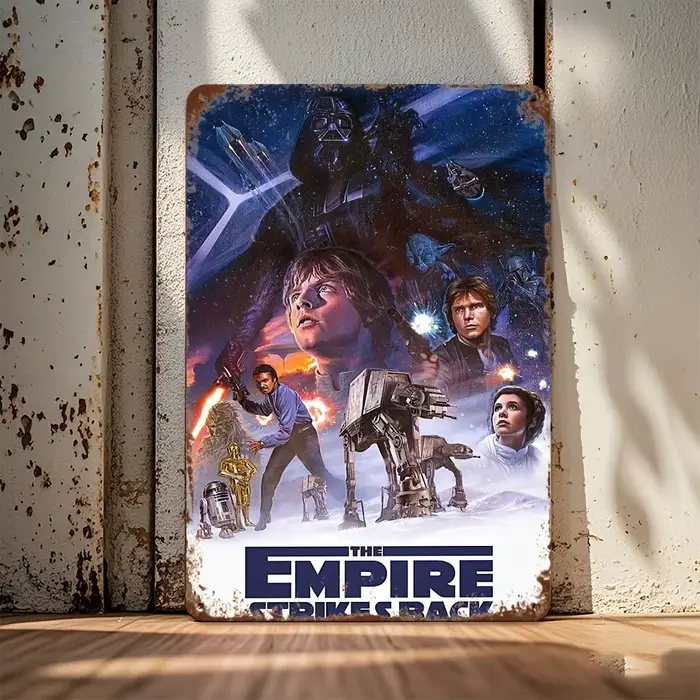 The Empire State Back Vintage Metal Wall Art, - Affiche de film rétro avec des personnages de télévi