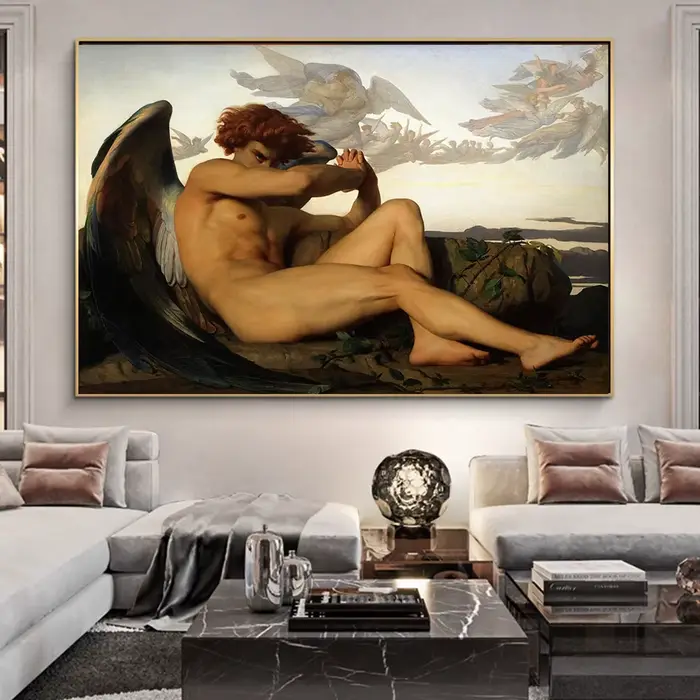 Ange déchu par Alexandre Cabanel imprime sur toile peinture murale Art célèbre Picrure pour salon artistique décor à la maison affiche