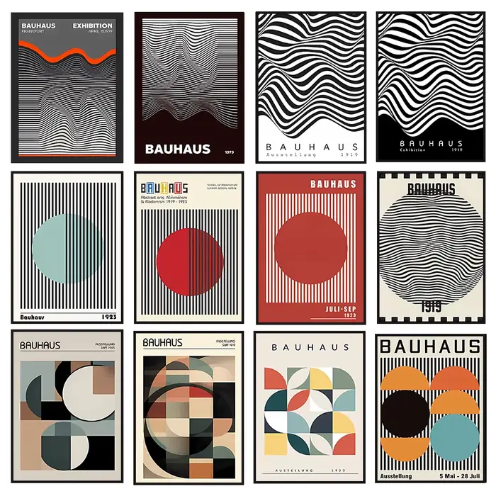 Affiche d'art BAUHAUS, peinture sur toile à motifs géométriques
