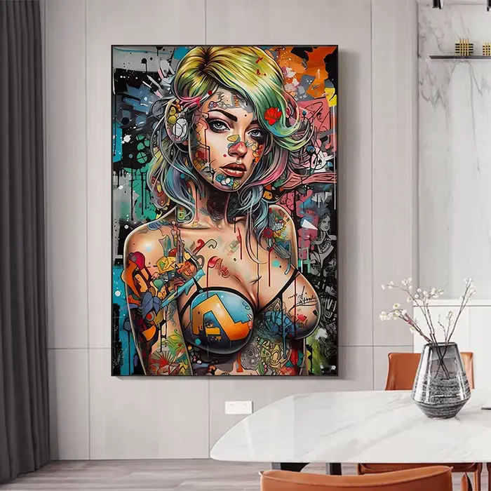 Affiche d'Art Mural Abstrait avec Graffiti pour Décoration de Maison