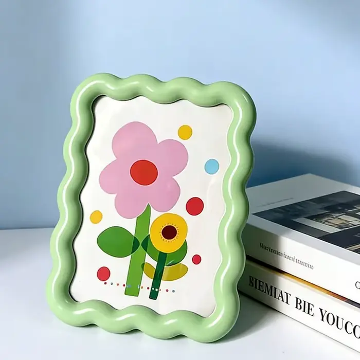 Cadre photo rose/vert/jaune de 6 pouces, cadre en acrylique créatif de style dessin animé pour photos, cadres de qualité, décoration de la maison, cadeaux