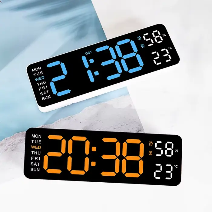 10 pouces intelligent muet LED électronique nuit alarme horloge murale moderne horloge de bureau min