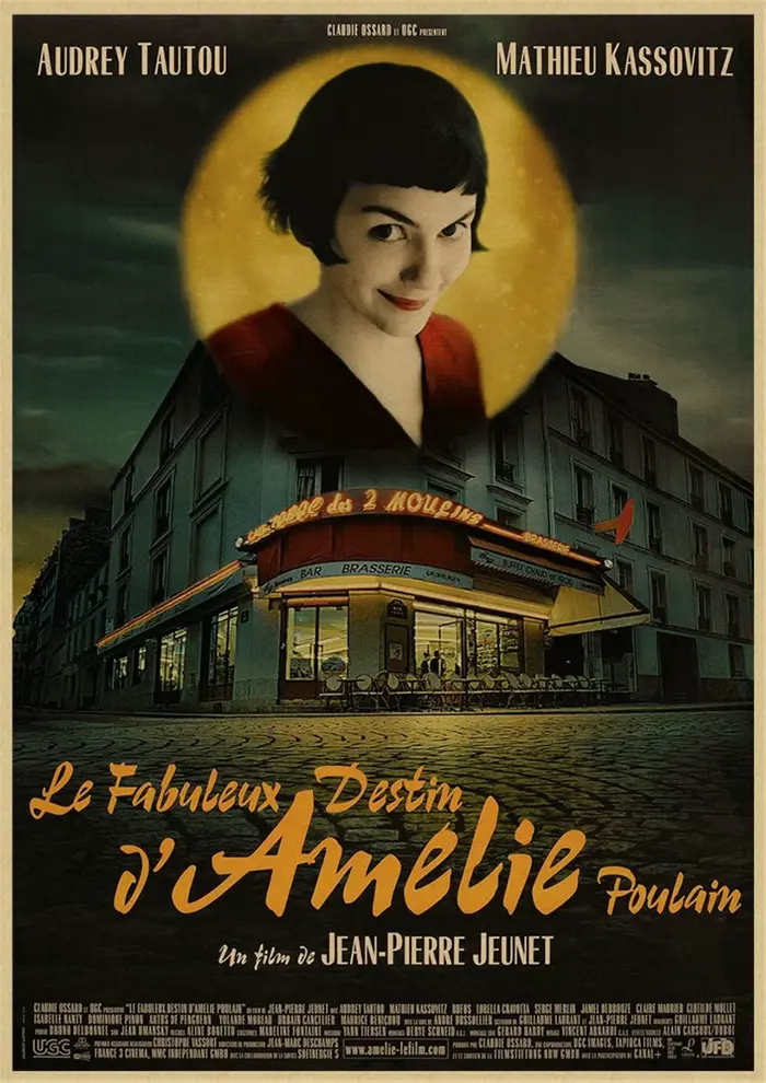 Vintage Amelie French Romantic Movie Home Wall Art, Muarl Decorative Canvas Poster, Aesthetics Room 