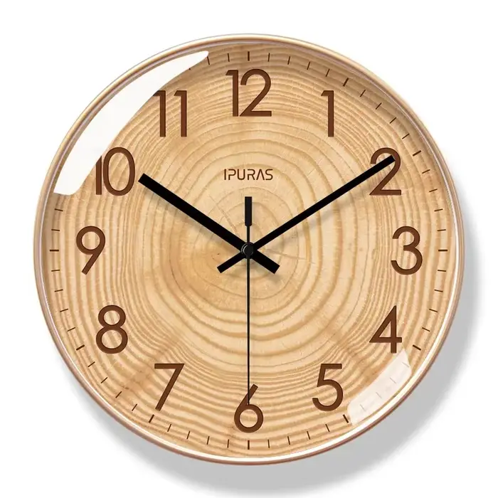 2025 nouvelle maison mode montre murale Texture en bois Simple horloge