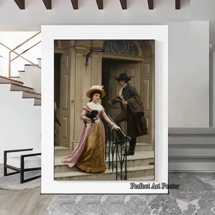 Edmund Blair Leighton œuvre l'accolade chevalier médiéval thème toile peinture mur Art Vintage affiches salon décor à la maison
